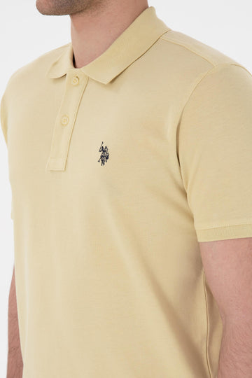 USPA Polo Shirt Men Light Khaki VR183 USPOM287 Single Color Horse US Polo Assn.